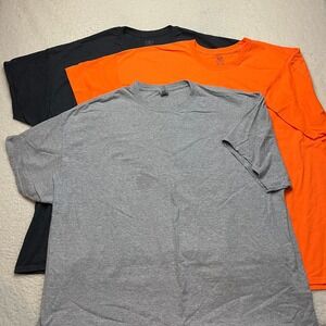 Athletic Works T-Shirt Mens 4XL Gray Orange Charcoal Short Sleeve Lot of 3